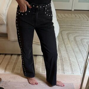 Pistola Lexi Black Straight Leg Studded Jeans